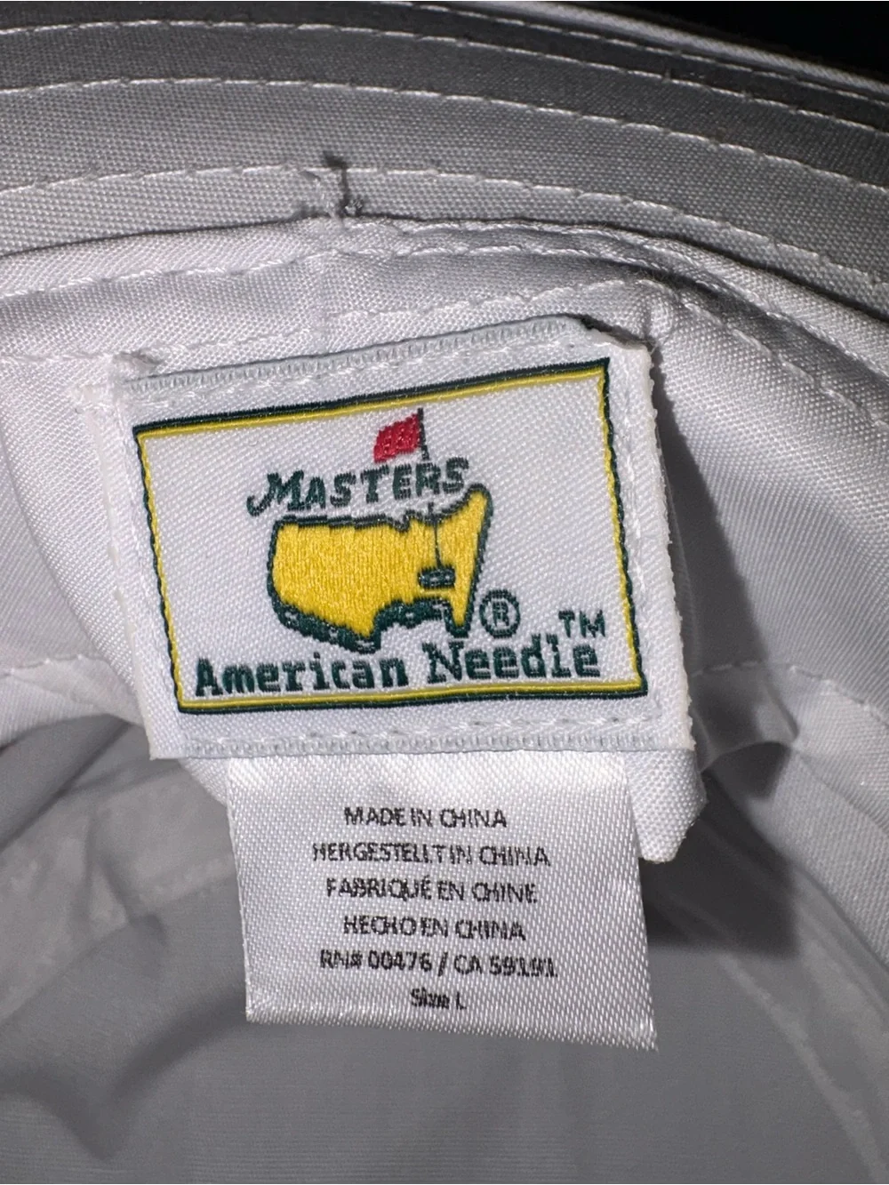 NWT Masters White Bucket Hat with Green Stripe and Logo
